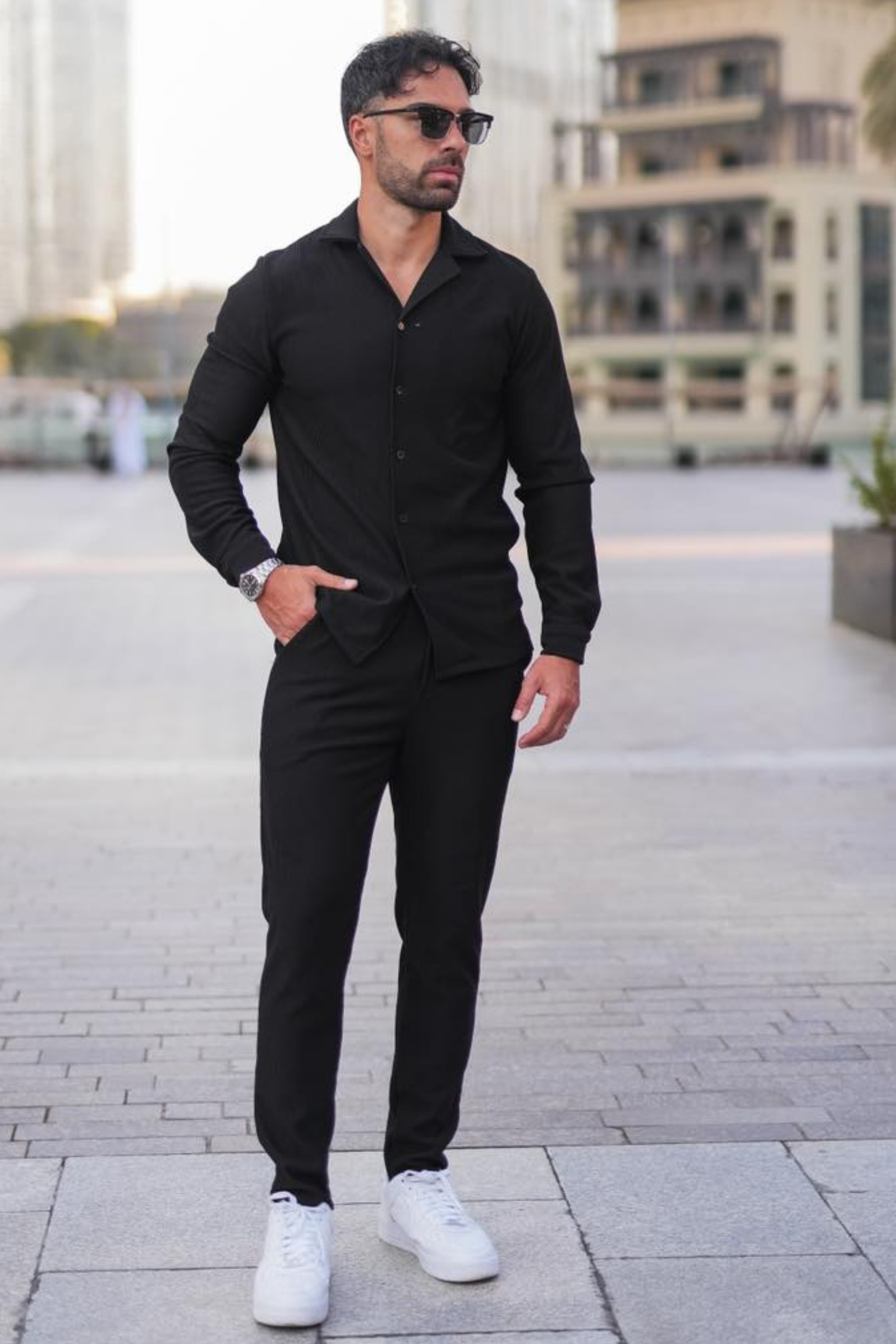 Broncoo Black Essential Button Up Set