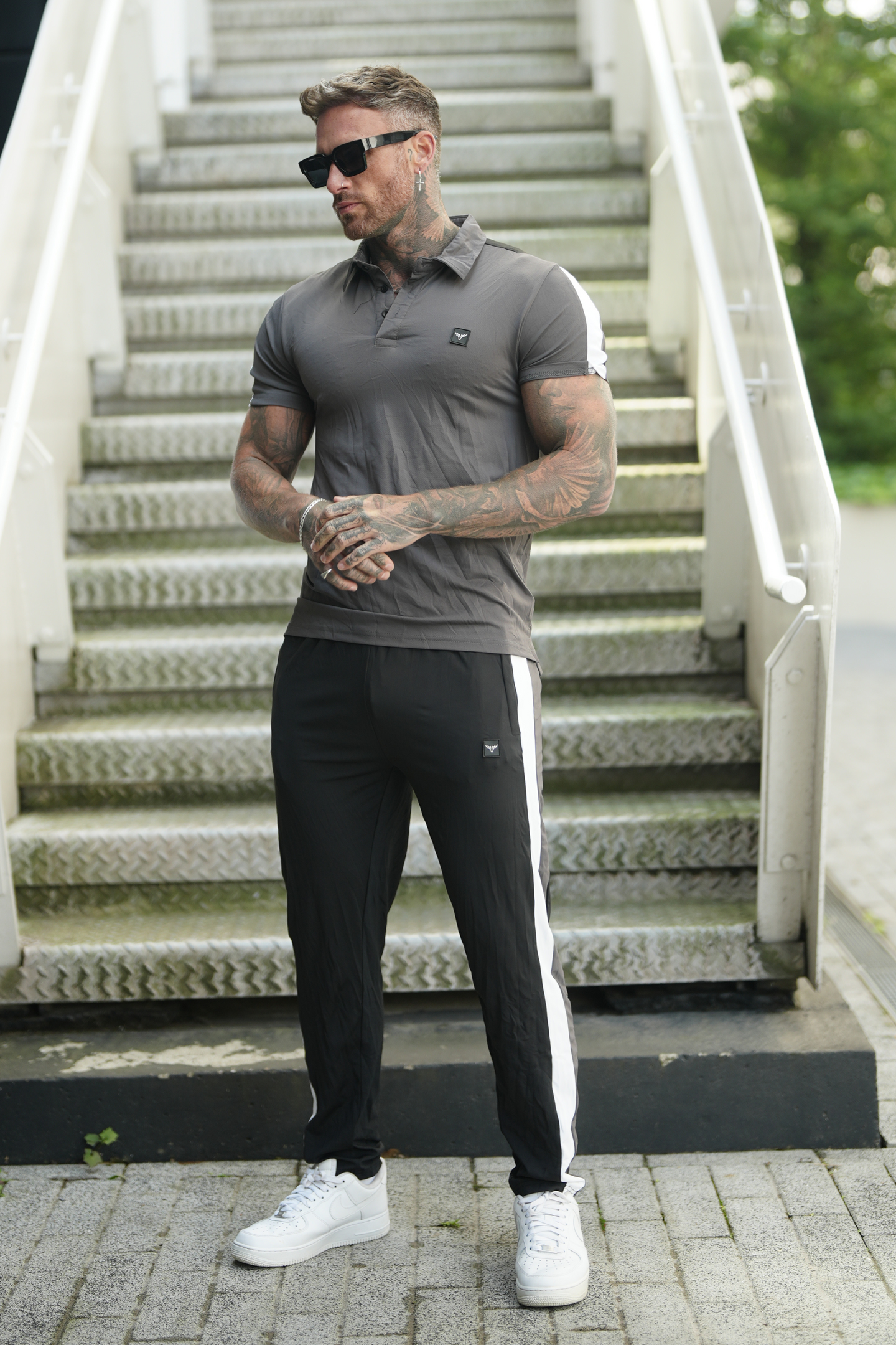 Broncoo Grey Spandex Polo Tracksuit