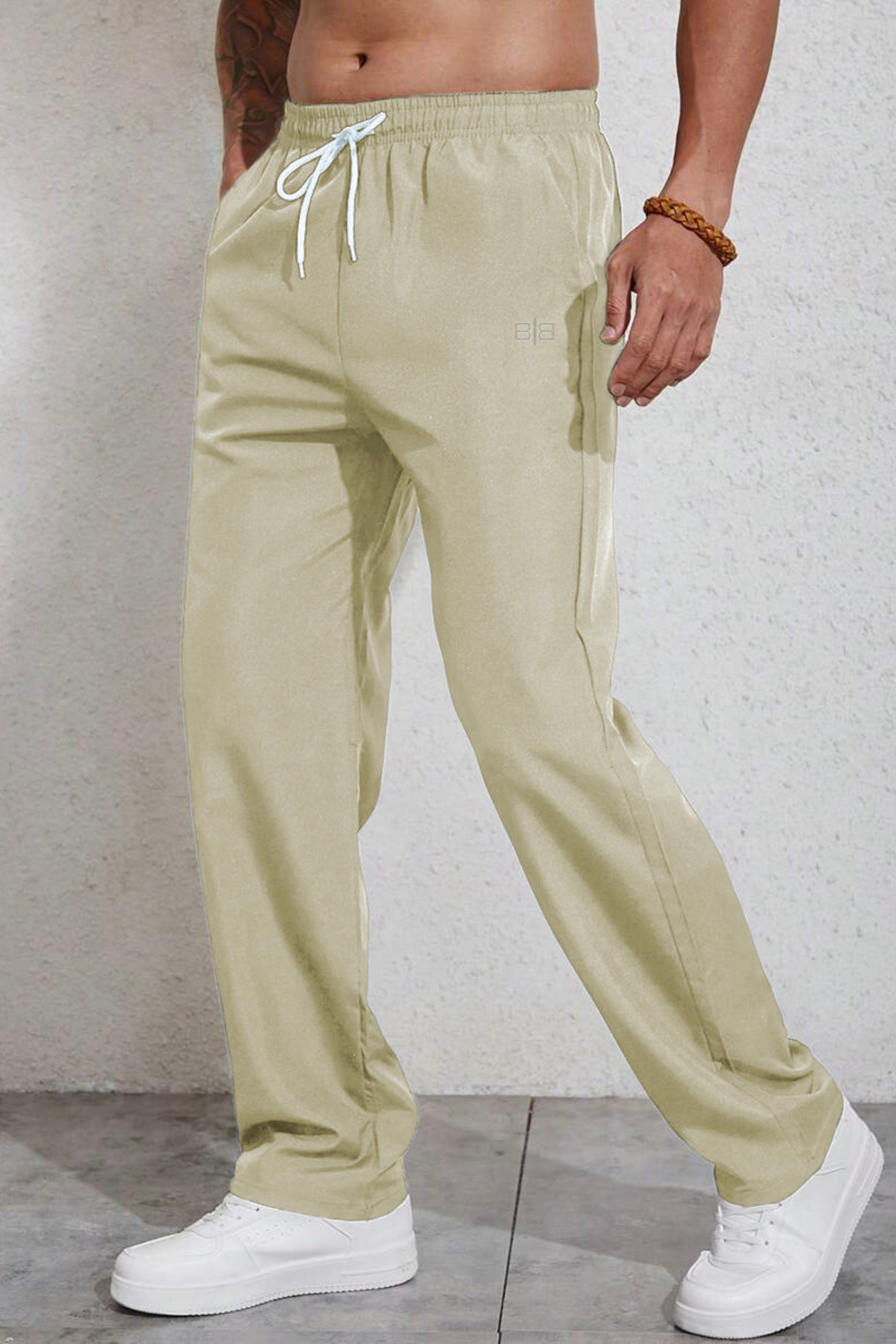 Men's Cotton Basic Pants - Beige