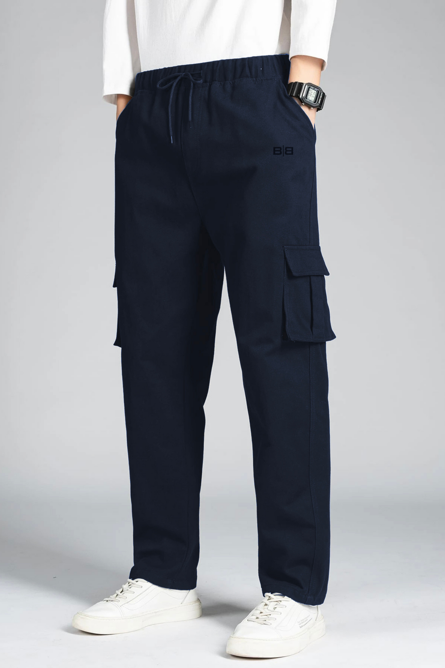 Men's Cotton Cargo Pants - Deep Navy