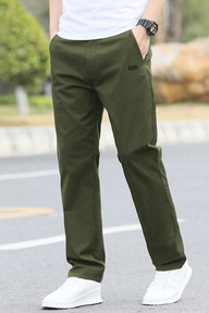 Men's Cotton Basic Pants - Army Green