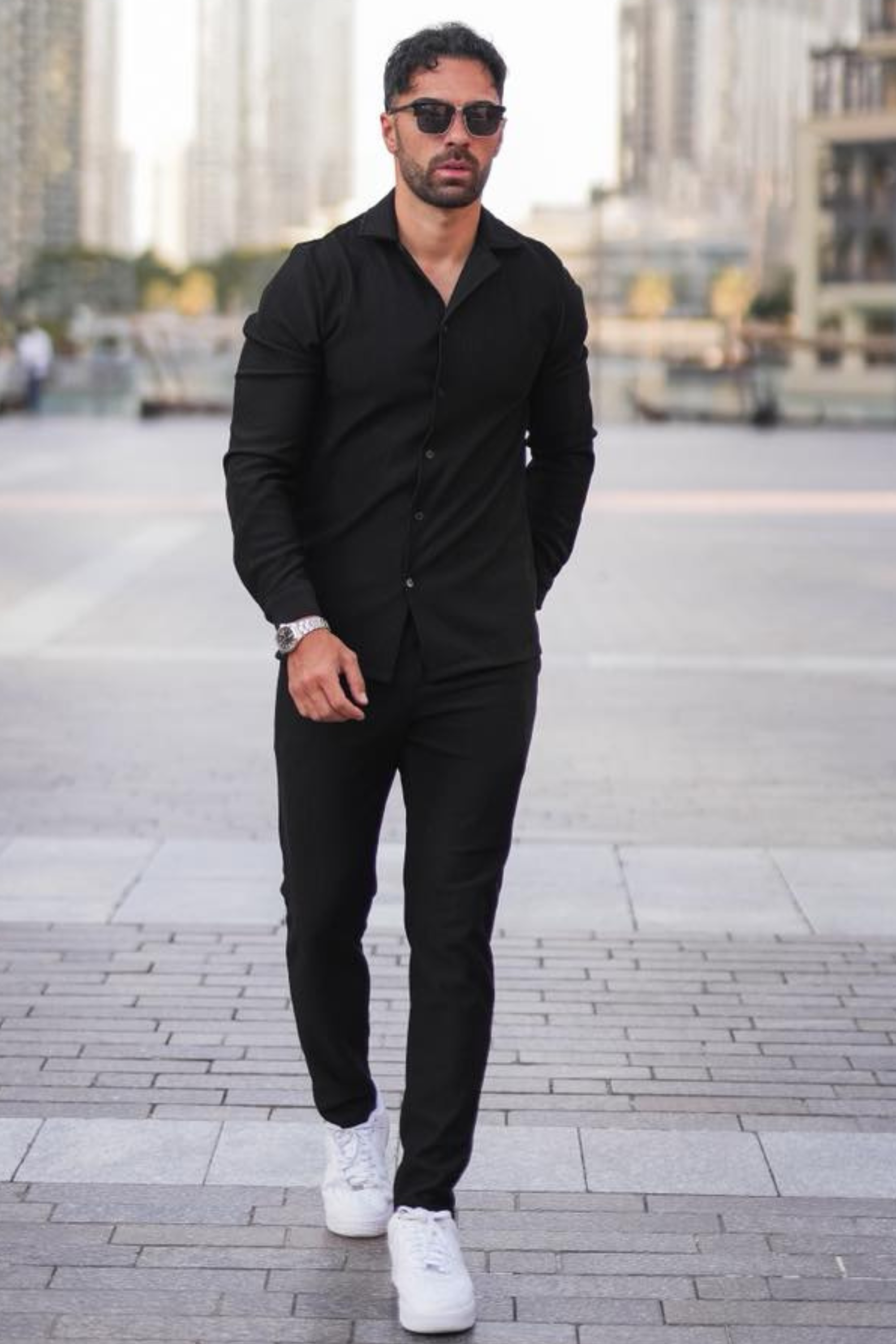 Broncoo Black Essential Button Up Set