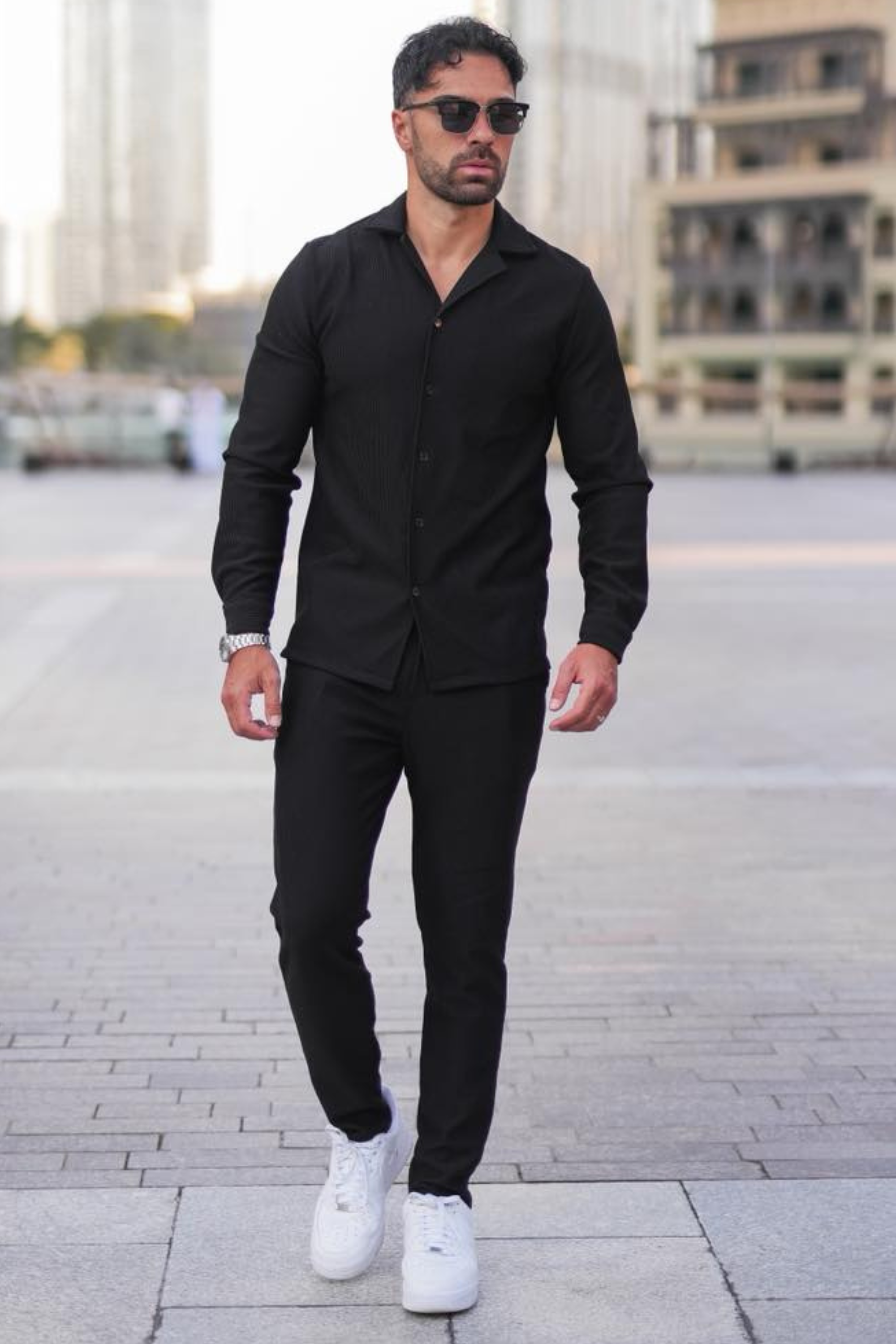 Broncoo Black Essential Button Up Set